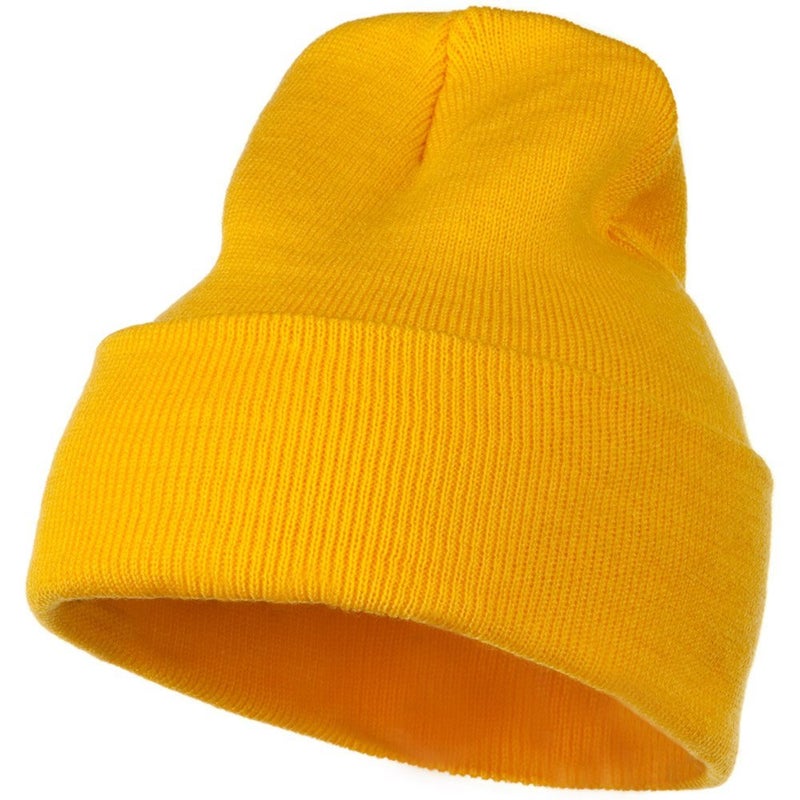 Mega Cap MG 12 Inch Long Knitted Beanie (Yellow OSFM) - Image 1